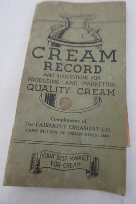 Vtg 1940 Cream Record Compliments Fairmont Creamery Florence KS Virgil Waner
