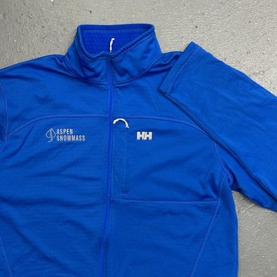Helly Hansen Fleece Jacket Mens Medium Blue Full Zip Aspen Snowmass Logo