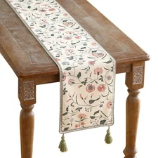 Designer Elegant Linen Table Runner 71 Inches, Flower and 12X71 Inches Daffy
