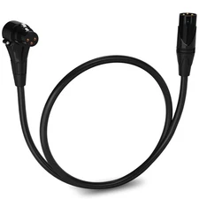 LyxPro 1.5 Feet Right Angle XLR Female to Male 3 Pin Mic Cord for Powered Spe...