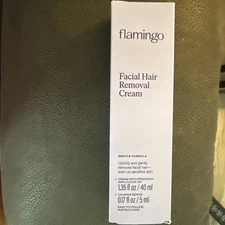 Flamingo Women's Facial Hair Removal Cream 1.35 oz /Calming Serum .17 oz / Instr