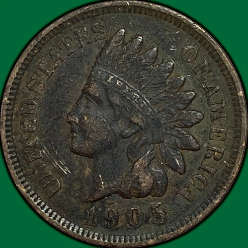 1905 Indian Head Cent Choice Extremely Fine XF+ Coin, Corrosion #34722