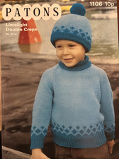 Child's (1-3 years) Fair Isle sweater hat DK knitting pattern (Patons 1106)