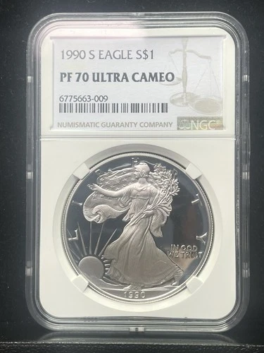 1990-S (PF70 Ultra Cameo) 1 oz Proof American Silver Eagle $1 NGC