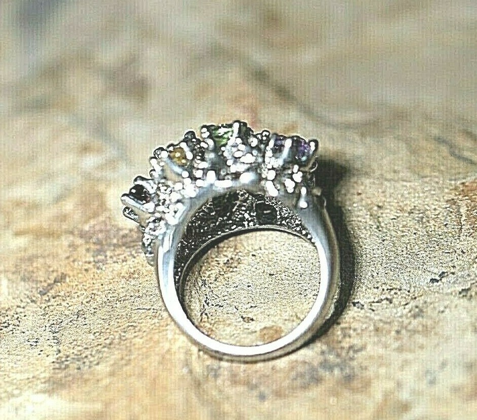 *VINTAGE* Statement Multi Gemstone  925 Sterling … - image 4