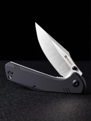 SA02B SENCUT Actium Black G10 Handle D2 Blade IKBS Linerlock Clip