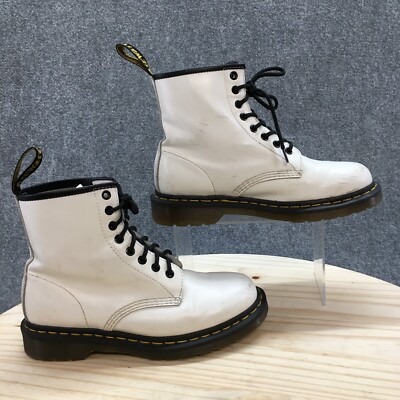 Dr. Martens Boots Womens 8 1460 Combat White Leather Lace Up Ankle