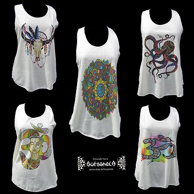ॐ T shirt Om Trance Singlet indianer Indian Goa Psy Yoga Boho hippie Tank Top  