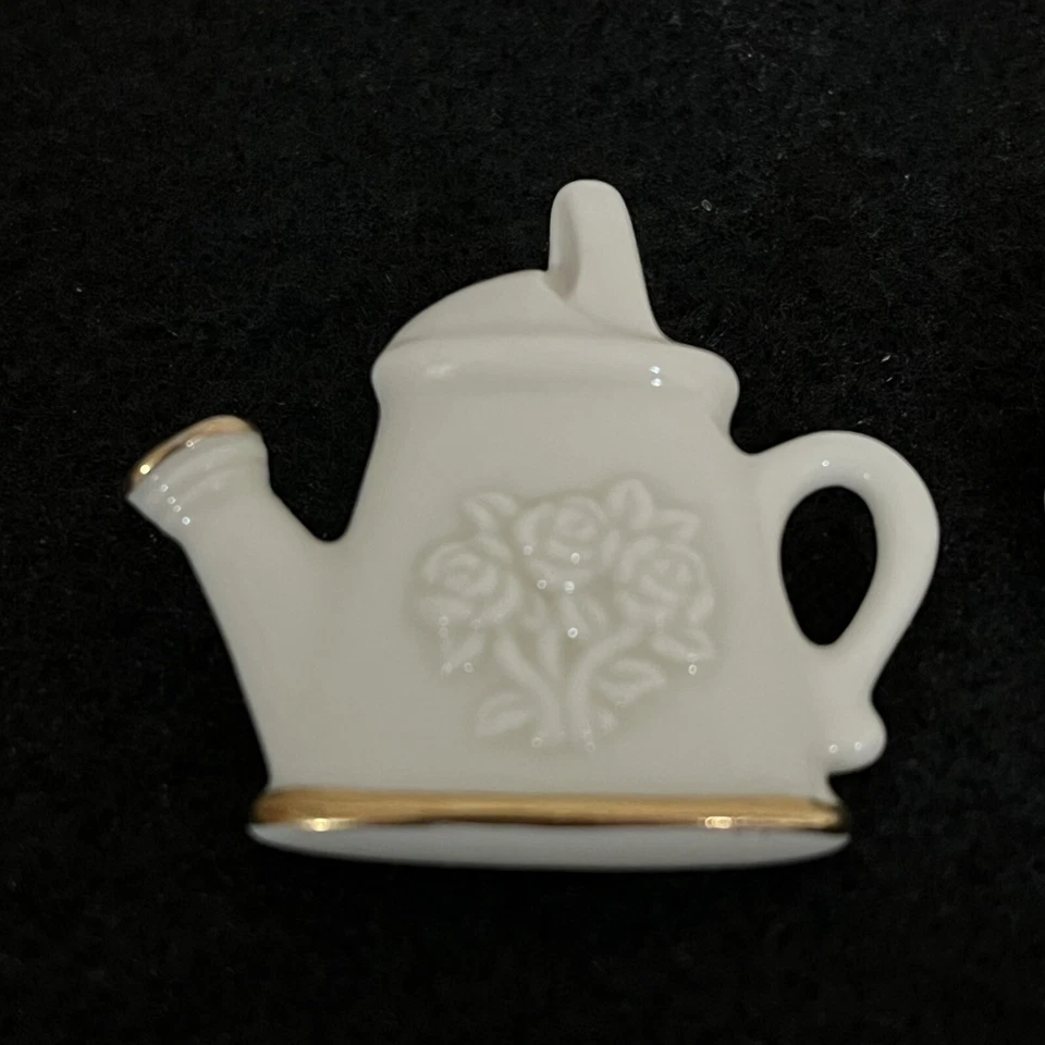 Lenox ~ Par de prendedores/broche lata de agua y huevo de colección. Gran porcelana usada con adornos 24K Foto 4 de 4