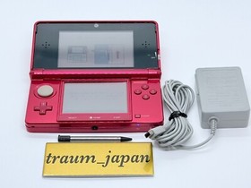 Nintendo 3DS Red Console & Pokemon X Y Sun Moon Omega Ruby Alpha Sapphire w/case