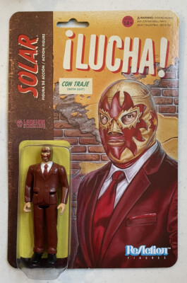 2019 SUPER7 LEGENDS OF LUCHA LIBRE SOLAR IN SUIT ACTION FIGURE REACTION NEW MOC