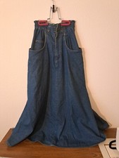 Vintage Cherokee USA Flared Skirt Women's 8 Jean Blue Denim Pleated Cotton