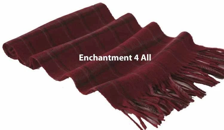 Classic Handmade 100% 2-Ply Cashmere Plaid Scarf 62"x12" Neck Muffler, Burgundy