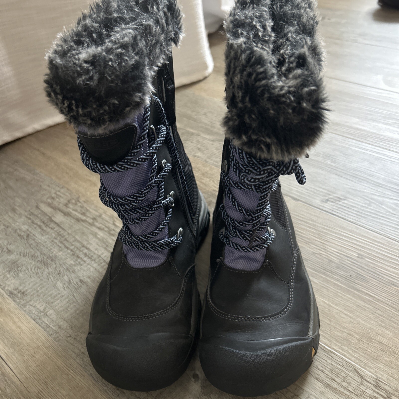 Stivali da neve Keen Hoodoo in pelle nera da donna impermeabili stringati taglia 5