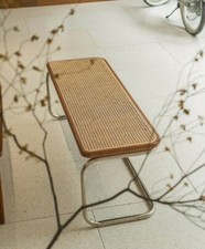 Minimalist Nordic Danish Rattan Metal Iron Steel Bench Stool Table Vintage Style