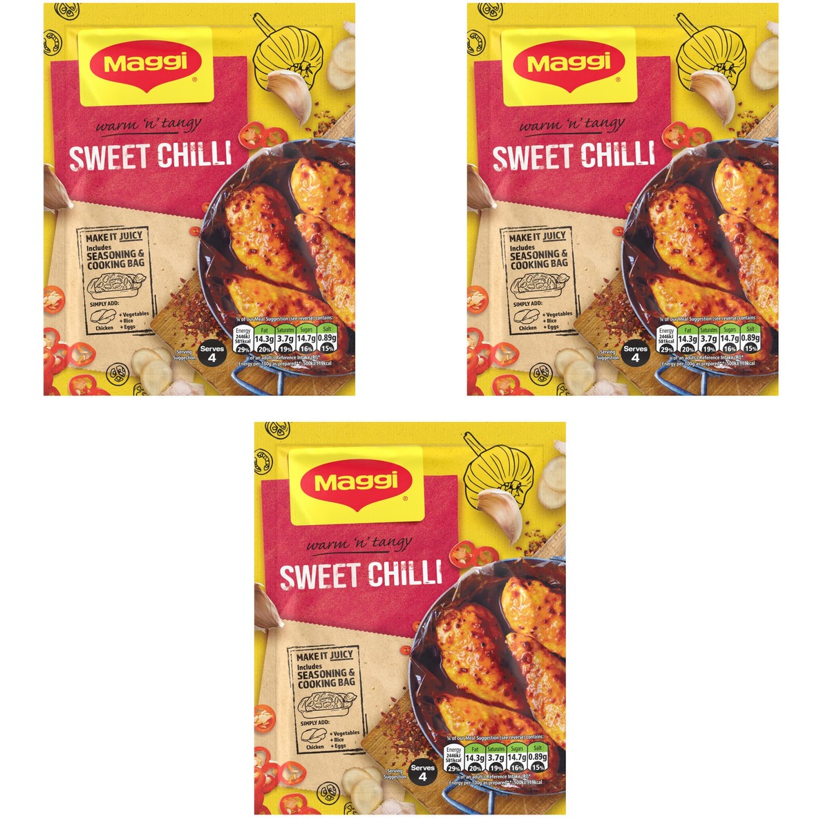 x 41g Maggi Sweet Chilli Chicken Seasoning Cook In Bag Sweet