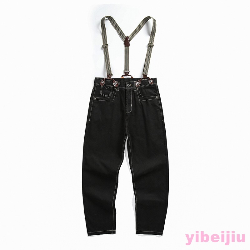 2025 Overalls Mens Retro Suspenders Braces Pants Casual Denim