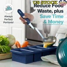 Silicone Freezer Tray W/Lids Meal Prep Soup Sauce Broth Storage Container 2-Pack