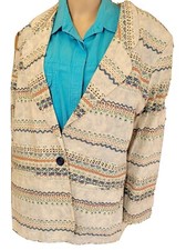 Vintage 80'S Womans Blazer Jacket SZ18 Tribal Geometric USA Made Willow Ridge