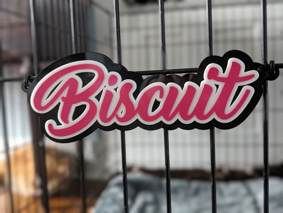 8.5" Custom Dog Crate Name Tag 2 Layer Choose Your Color Pet Cage ID Personalize - Image 2 of 4