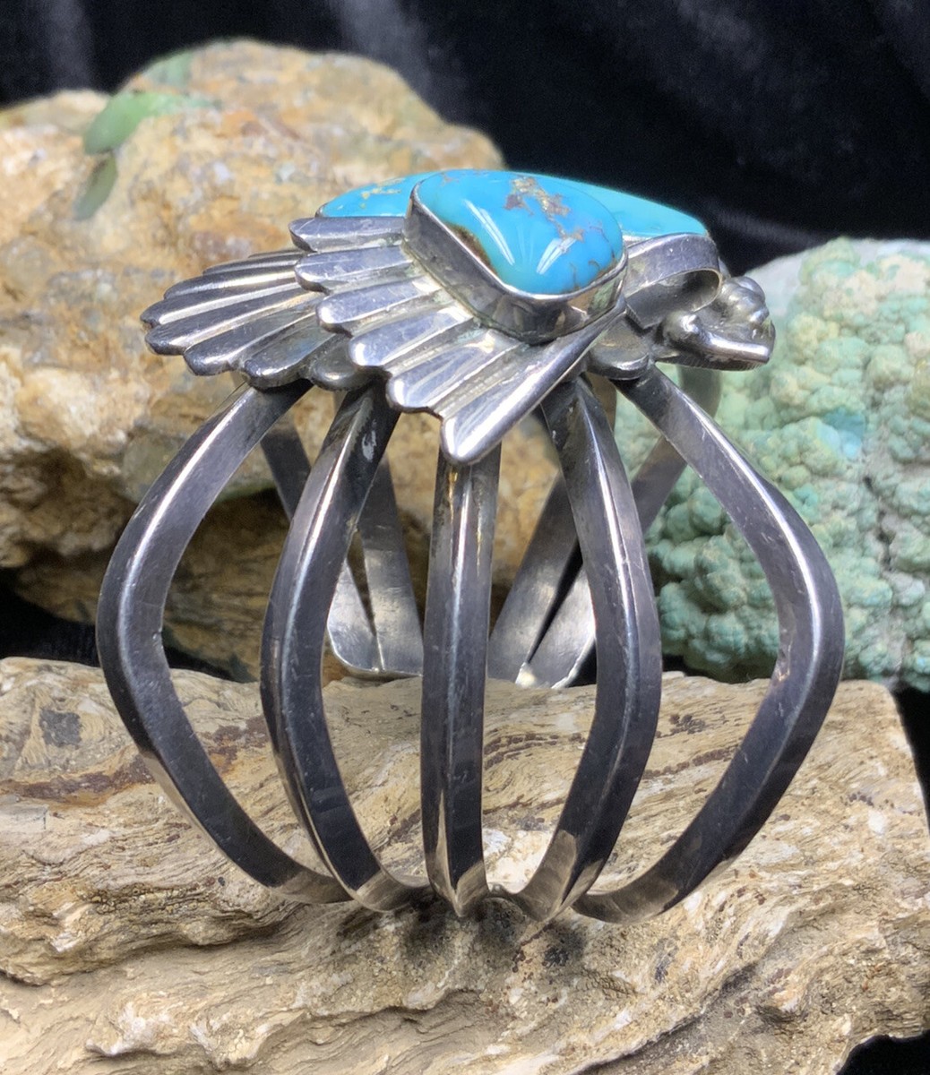 IMPORTANT! Hopi “Lewis Lomay” Sterling Silver & Turquoise Cuff