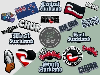 SPORTS MODE CHARMS Neuseeland - Jibbitz Charms für Crocs Schuhe NZ Kiwi Chur Bruh Kia Ora Maori