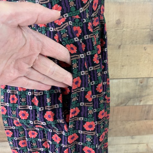Vintage 1990s Size Small Rayon Floral Button Front Grunge Wide Leg Jumpsuit - Picture 4 of 9