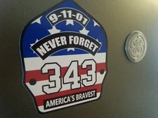 Never Forget America's Bravest 343 9/11 locker / refrigerator indoor magnet