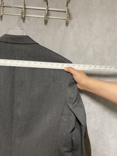 Chaps Blazer Men 44R Gray Elbow Pad Career Sport Coat Jacket Ralph Lauren Luxury - Picture 5 of 11