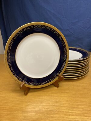 Rare 12 WEIMAR Harmonie 7328 Echt Kobalt Blue/Gold 10 1/2  Dinner Plates