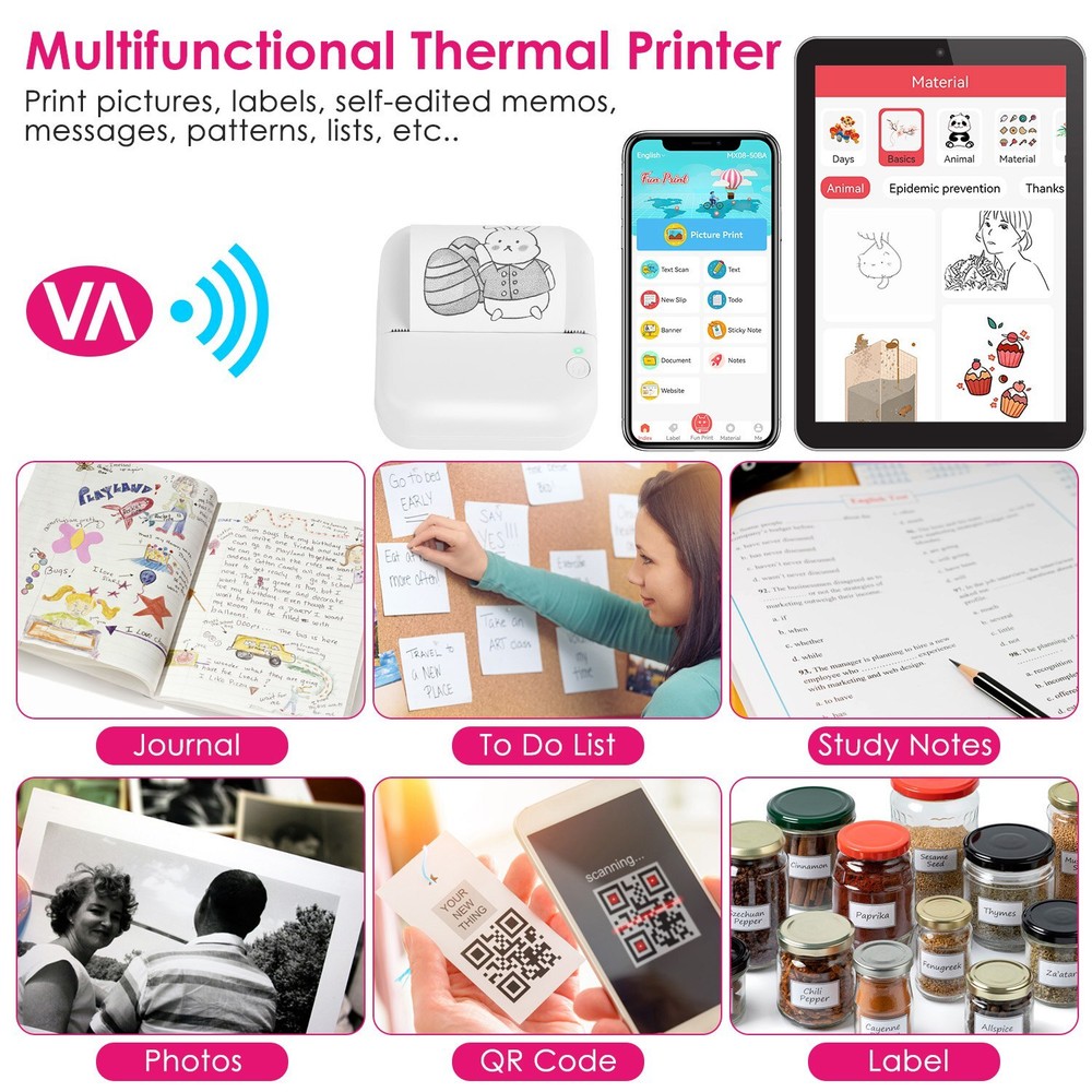Mini Pocket Thermal Printer - Wireless Inkless Portable Photo Printer  