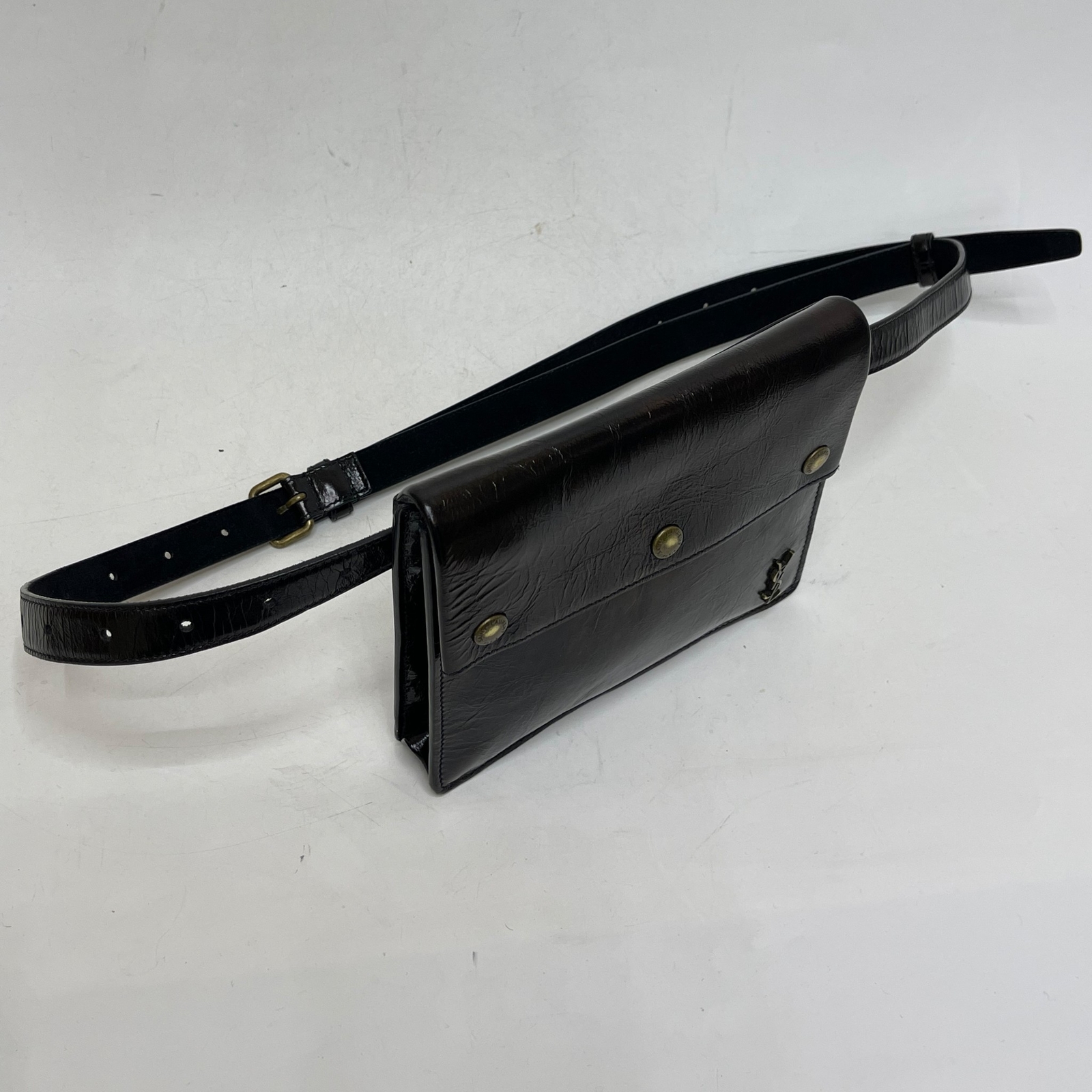 Yves Saint Laurent Borsa da cintura donna marrone scuro 100% pelle confezione fany regolabile