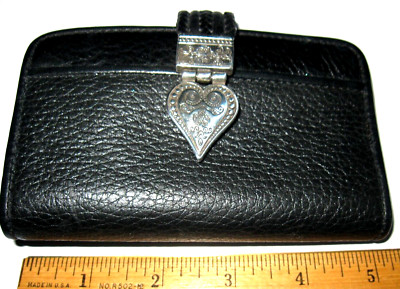 BRIGHTON BLACK PEBBLED LEATHER 3-SECTION SMALL WALLET
