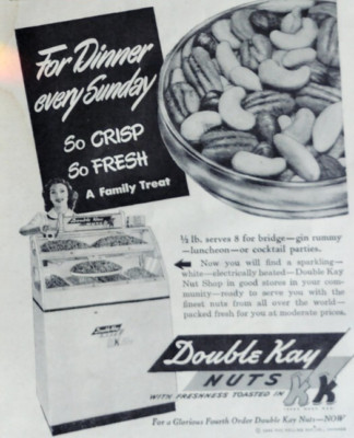 Vintage 1946 Ad Double Kay Nuts For Dinner Every Sunday So Crisp & Fresh