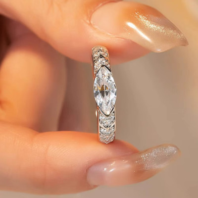 1CTTW Marquise Dazzling Moissanite Solitaire Ring 925 Silver Size 5-9 WG
