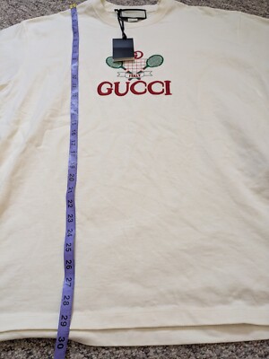 GUCCI テニスモチーフ Tシャツ　サイズ 美品 Gucci Oversized Tennis Embroidery T-Shirt Cream NWT Mens XXL | eBay