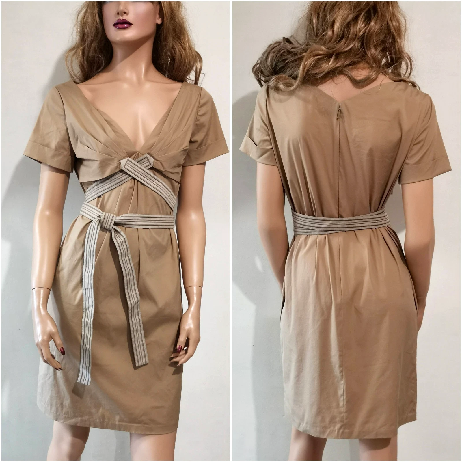 Abito AUTENTICO vintage GUCCI stile safari beige cotone IT 40