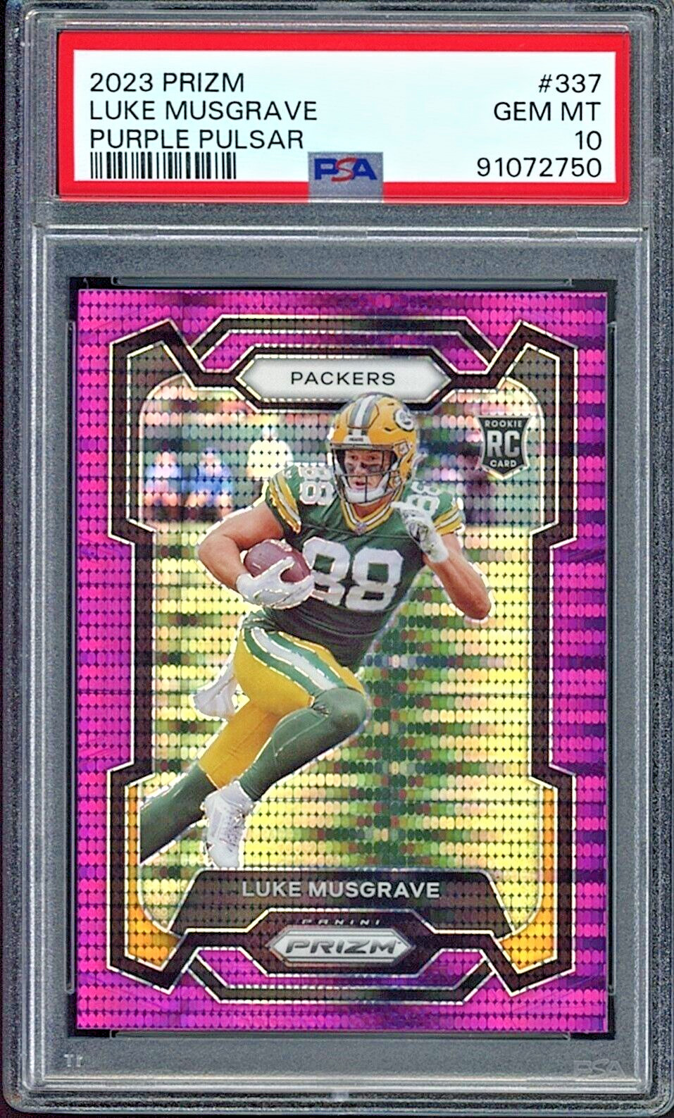2023 Panini Prizm Luke Musgrave #337 PURPLE PULSAR RC SP Packers - PSA 10 POP 5