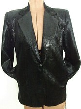 Giancarlo Ferrari Shiney Black Reptile Fully Lined Pockets Button Jacket/size S