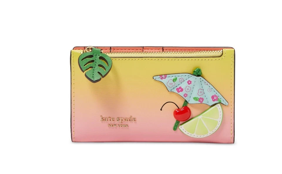 KATE SPADE NY Playa Playa Ombre Cuero Mujer Doble Cartera Tarjetero (defecto) Foto 2 de 4