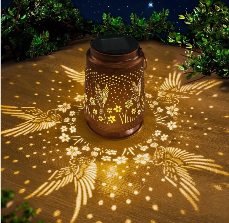 Solar Lantern Hanging Light LED Hummingbird Outdoor Garden Lamp Waterproof Decor