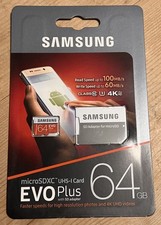 Image of NEW SEALED Samsung EVO Plus 64GB MicroSDXC Memory Card + SD adapter microSD