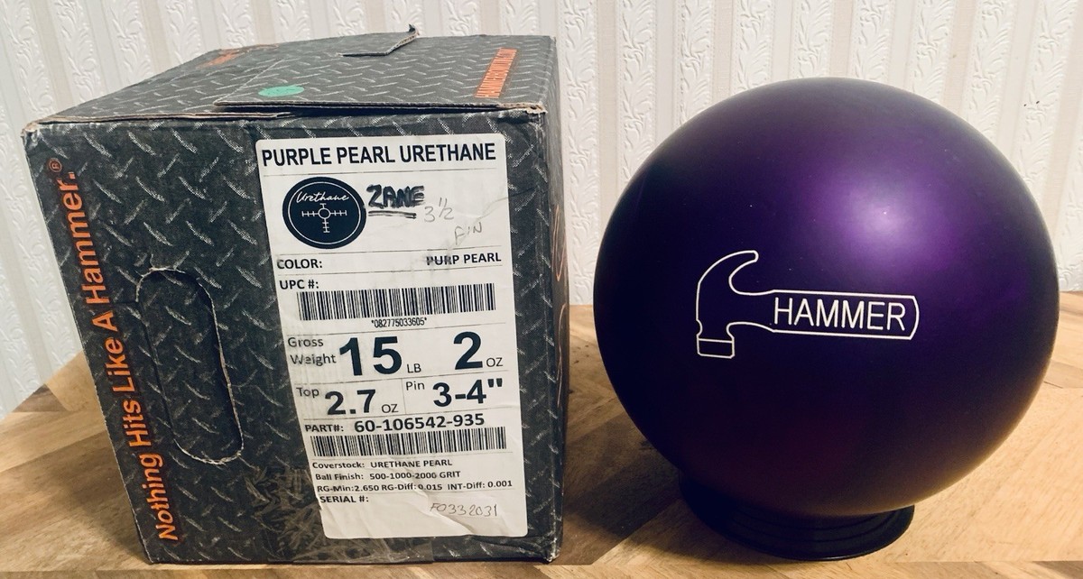 Hammer Purple Pearl Urethane GREEN Pin Bowling Ball 15lb New