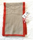 BASLER German Woman’s Scarf  100% 2-PLY Cashmere Taupe Coral Border NEW Tags — photo 1