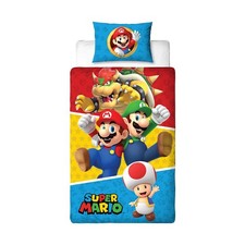 Nintendo Duvet Cover Set Single Super Mario Splitter 2 in 1 Design Boys Girls