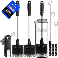 Six Pack Bottle Brush Set With 14 In Stainless Steel Handles 3 Straw Brushes