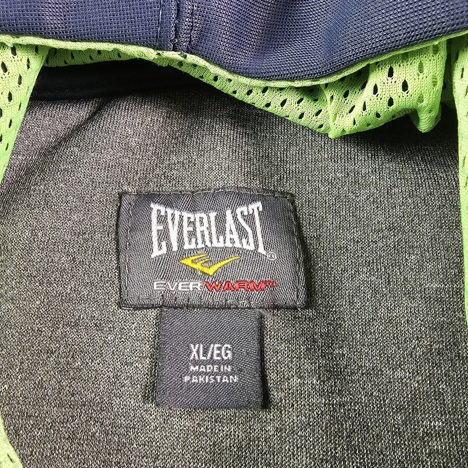 复古 Everlast 连帽衫男式 XL 灰色绿色套衫运动衫 Y2K 拳击 — 第 4/4 张图片