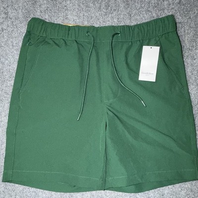 Goodfellow & Co. Green Chino Shorts S Polyester Relaxed 7'' Flat Front Drawstring