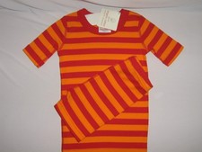 New NWT Hanna Andersson Red Striped Organic Cotton Short John Pajamas 110