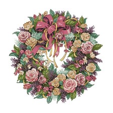 14CT 45x45cm, Rose Garland - Stamped Cross Stitch Starter Kits Without Frame